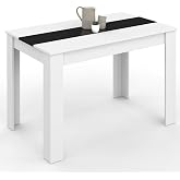 IDMarket ROZY Rectangular Dining Table for 6 People 110cm Black and White