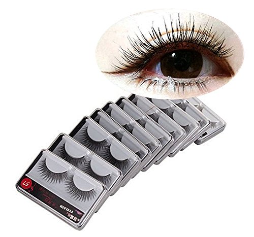 Da.Wa 10 Paar Lange Kreuz Falsche künstliche Wimpern Licht Schwarz Eyelashes Wimpernverlängerung Make-up fur Schönheit