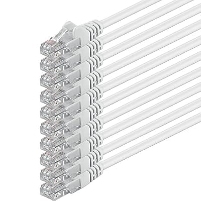 1aTTack.de 0,5m - blanc - 10 pièces - CAT6 Câble Ethernet Set - Câble Réseau RJ45 | 10 / 100 / 1000 Mo/s | câble de Patch | LAN Câble |CAT 6 | 250 MHz | compatible avec CAT 5 / CAT 6a / CAT 7 | pour le switch, routeur, modem, Patchpannel, point d'ac…