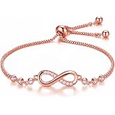 Nilu's Collection Infinity Shape Cubic Zirconia Diamond Bracelet for Women Jewelry for Gift, Adjustable Charm Bracelet
