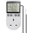 KETOTEK KT3100 Digital Thermostat Temperature Controller Socket Outlet 230V 16A Timer Switch Plug with 1.7m Sensor Heating Refrigerator Thermostat Regulator for Greenhouse Reptile Terrarium Home