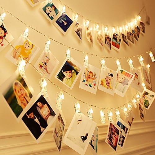40 Led Photo Clips String Lights 17 Ft Warm White for Hanging Photos Paintings Pictures Card Memos Wedding Party