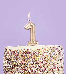 partytoko 1st birthday candle/golden candle/number candle/numerical no. 1 candle (gold)- Multi color