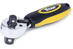 Titan 12051 Grzechotka dwugłowicowa, napęd 3/8″ i 1/2″, 14 cm, 72 zęby, podwójna głowica Stubby