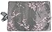 Grey Pink Embroidered Floral Silk Make Up Bag/ Wrap /Jewellery Roll