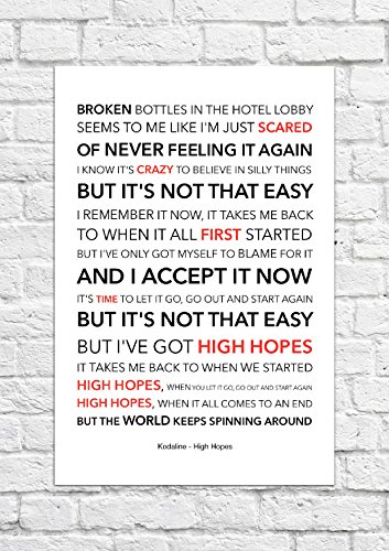 Preisvergleich Produktbild Kodaline – High Hopes – Songtext, Poster, ungerahmt