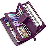 Viel Platz - Der damen geldbörsen groß mit viele Fächer vorhanden. 26 kartenfächer (inkl. 2 Identifikationsfenster), 6 Fächer für Geldscheine, 1 Großes Münzfach mit Reißverschluss, Platz für ein Handy. Multi geschossigen Falte ist für Sie Ihre Sachen organisiert zu halten gut und einfach zu bedienen.