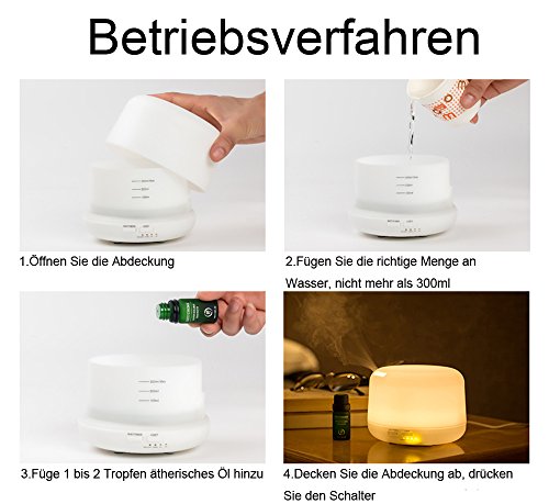 Bright Aroma Diffuser 300ml Ultraschall Aromatherapie Öl Diffusor Luftbefeuchter Air Humidifier LED mit 7 Farben - 6