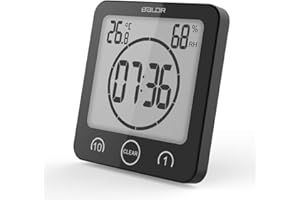 FXxswey LCD Reloj de Ducha Digital, Reloj de baño Reloj de Ducha Impermeable Reloj Temporizador Temperatura Humedad Pared Ducha Reloj Reloj Temporizador de Cocina (Negra)