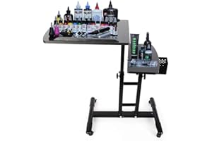 INNYTUND Tattoo Work Station Portable Tattoo Table Adjustable Height and Tilt Angle Tattoo Tray Mobile Tattoo Table Arm Rest Stand Desk Table for Home Beauty Salon Shop