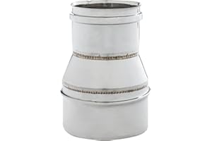 TEKNOSTEELL CANNA FUMARIA RIDUZIONE/MAGGIORAZIONE ACCIAIO INOX 316 DA DIAMETRO 80 A 250 (Ø80 MASCHIO, Ø150 FEMMINA)