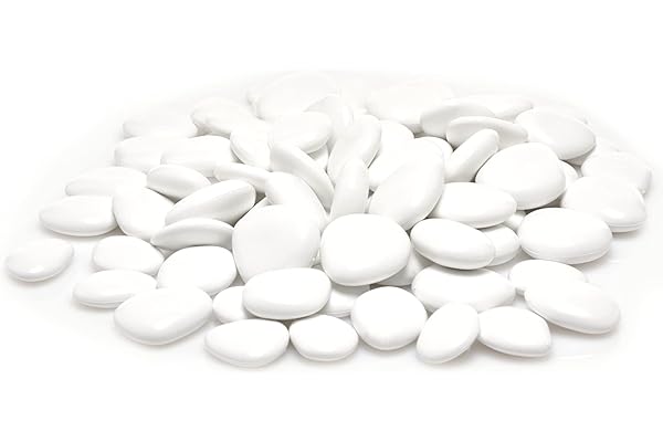 Kalapanta - Galets décoratifs en Plastique recyclé pour Pots, Peinture, Aquariums, Maison, Jardin (taille S Ø 2-5 cm, environ 75 pièces, Blanc)