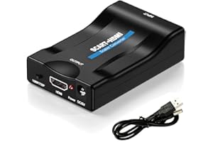 MEETTIKEY Convertitore SCART a HDMI, Adattatore da SCART a HDMI Convertitore Audio Video Commutatore Full HD 720P / 1080P Adattatore Cavo di uscita per Monitor HD TV Proiettore VHS Player