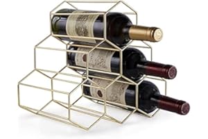 FOMANSH Countertop Wine Rack - 6 Bottle Holder for Wine Storage, Freestanding Wine Rack for Wine Cellar Bar Cabinet, Metal Tabletop Wine Holder with Modern Design,Stand Wine Rack for Kitchen