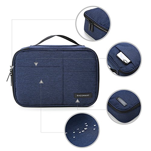 BAGSMART Universaltasche Eletronik Organizer für Kabel, Externe Festplate, ipad mini, Objektive Blau - 6