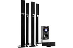 Auna Areal 653 Edition- Home Teather 5.1, Surround 5.1 Wireless, Sistema di Altoparlanti, Subwoofer Bassreflex Sidefiring, Bluetooth, USB, AUX, SD, Jack Microfono, Nero