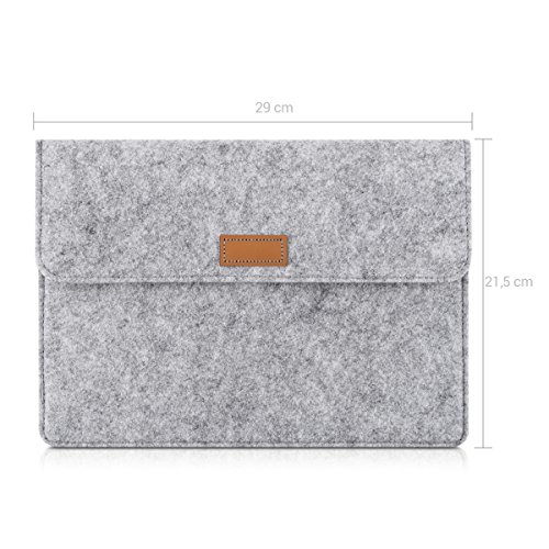 kwmobile Tablettasche Filz Sleeve für 9,7 – 10,1″ Tablet – Tablet Schutzhülle Tasche Case Hülle in Grau mit Innentaschen Innenmaße: ca. 28,0 x 20,0 cm - 3