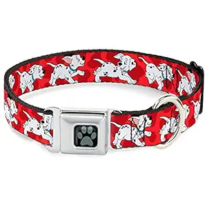 Buckle-Down DC-WDY179-WL DYFK Dalmatian Paw Full Color Black/Gray Dog Collar, WIDE-Large/18-32