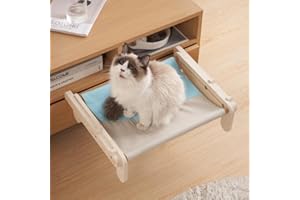 Arkyomi Katzen hängematte fensterliege,2in1 Holz katzenhängebett und katzenbett,katzenbalkon für Fenster katzenliege fensterbank Katze,fensterplätze für Große Mehrere Katze(Blau)