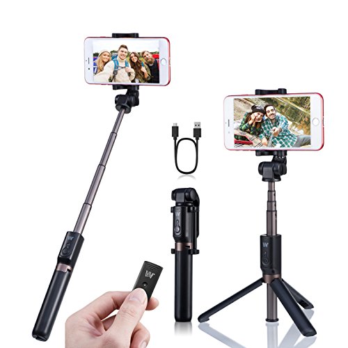 ASEL Bluetooth Selfie Stick Stativ, 2 in 1 Selfie-Stangen mit Bluetooth-FernauslÃ¶ser, Ausfahrbar Kabelgebunden Stab mit Monopod Erweiterbar 360Â° Rotation fÃ¼r iPhone 6 6s 7 7plus, Samsung, Smartphone