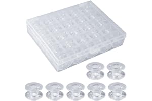WeddHuis 25 Piezas Canillas Maquina Coser,Bobinas para Máquinas de Coser con Caja de Bobinas,Carretes de Plástico Transparentes para Máquina de Coser Doméstica,Singer y Alfa (Transparente)