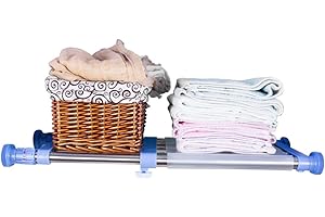 BAOYOUNI Teleskop Garderobensystem Regal, DIY Regaltrenner für den Kleiderschrank Teleskopregal für Küche, Badezimmer, Bücherregal, Schrank Regalböden Ausziehbar 40-60cm, Ohne Bohren, Blau