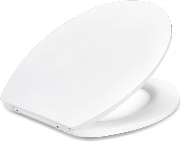 Amazon Basics Toilettensitz O-Form, Soft-Close-Funktion, Schnellverschluss-Scharniere, Universalgröße, Antistatische Urea- und Porzellanbeschichtung, Weiß - 1