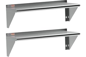 HZEEMFG Stainless Steel Wall Mounted Shelf 12x36 inches, 2 Packs Set, Commercial Food Service Storage Rack Shelves for Commercial Kitchen, Home, Hotel,Restaurant, Garage and Laundry