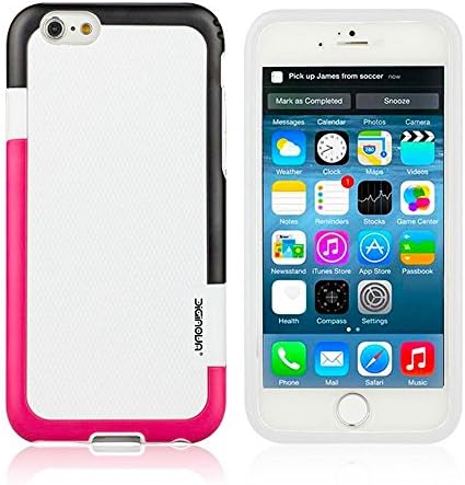 Diginova - iPhone 6 6s Case Cover 4.7” Soft Rubber Hybrid TPU Back Case (8 - White / Black / Hot Pink)