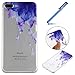 Produktbild iPhone 7 Plus Hülle, iPhone 8 Plus Hülle, SchutzHülle für Apple iPhone 7 Plus 8 Plus (5.5"), Ysimee TPU Silikon Bumper Hülle Ultradünnen Weiche Telefon-Kasten Handyhülle Bumper Anti Scratch Anti Staub und Stoßfest Gummi Bumper Cover Shell Haut Soft Gel Silikonhülle mit Schlüsselband + 1 x Blau Stylus Pen, lila Blütenblatt