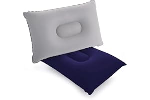 SUTAFOR Lot de 2 Coussins Gonflable de Camping Ultralégers Oreillers de Voyages, Randonnée Coussin de Plage 42x29 cm, Bleu+Gris
