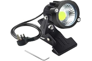 WeFoonLo 1pcs Outdoor 5W LED Clip on Light Water Resistant Adjustable Desk Stand Spotlight Lamp Signboard Blackboard Lighting with Plug (Cool White)