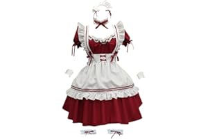 Jiumaocleu Damen Maid Kleid Cosplay Set, Mädchen Französische Dienstmädchen Kostüm Outfits Matrosenanzug Lolita Kleid für Anime Cosplay Verkleidung Halloween