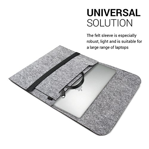 kwmobile Laptoptasche Filz Sleeve für 12,5″ 13″ 13,3″ Laptop / Ultrabook – Notebook Tasche Schutzhülle Laptop Case Hülle in Grau mit Innentaschen Innenmaße: ca. 34,5 x 26 cm - 3