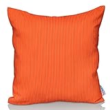 Dekorativer Kissenbezug/Kissenhülle ORANGE STRIPE 45cm x 45cm (Ohne Biese) Hochwertiger Dekokissen-Bezug für Couch, Bett oder Sofa von Sunburst Outdoor Living - Nur Bezug, Ohne Kissen