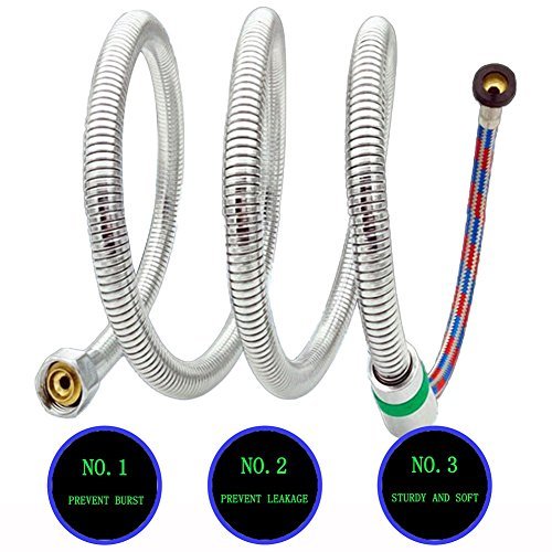 Joyoldelf Universal 2-meter (79-Inch) Edelstahl Handheld Ersatz Dusche Schlauch Brauseschlauch mit Messing Beschläge Chrom-Finish - 7