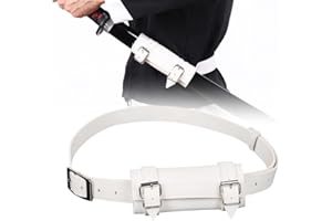 NAVESO Medievale Porta Spada Cintura,Katana Cinghia Cintura con Cintura da 110 cm, Porta Spada In Pelle PU, Cosplay e Appassionati di Samurai, Per Festa Di Natale Cavaliere Guerriero Accessori (Bianco)