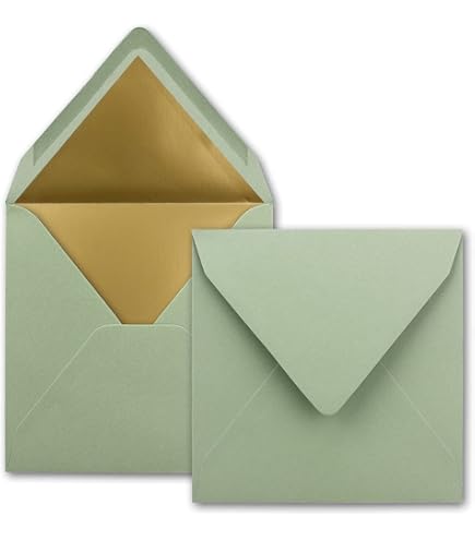 50 Quadratische Briefumschläge 15x15 Cm – Gold Metallic, Feuchtklebend, 90 G/m², Made In Germany