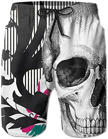 GENTLE Men's Music Emo Skull Summer Beach Pants Shorts Thin Fifth Trousers Outdoors Wear