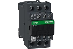SCHNEIDER ELECTRIC Telemecanique Sensors LC1D25BD TeSys D Contactor, 3P, AC-3, 25 A, Bobina 24 V CD, Antip, 85mm Altura, 45mm Anchura, 101mm Longitud