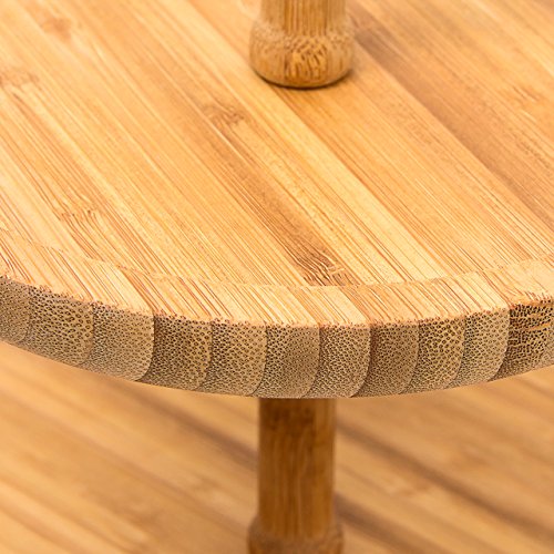 Relaxdays Etagere Bambus H: 25 cm D: 30 cm 3-stöckige Obstetagere aus Holz mit 3 runden Schalen zur Ablage von Gebäck, Kekse, Party-Snacks, Nüsse, Süßigkeiten als Obstteller und Servierplatte, natur - 4