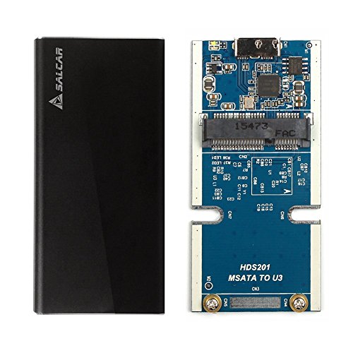 Salcar mSATA Aluminium Festplattengehäuse mit USB 3.0 Datenkabel für 2.5″ mSATA SSD Schwarz - 3