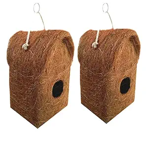 LIVEONCE Pure Nest Bird House Purely Handmade, Type -Coir, Color -Brown, Size,Set of 2 (Medium)