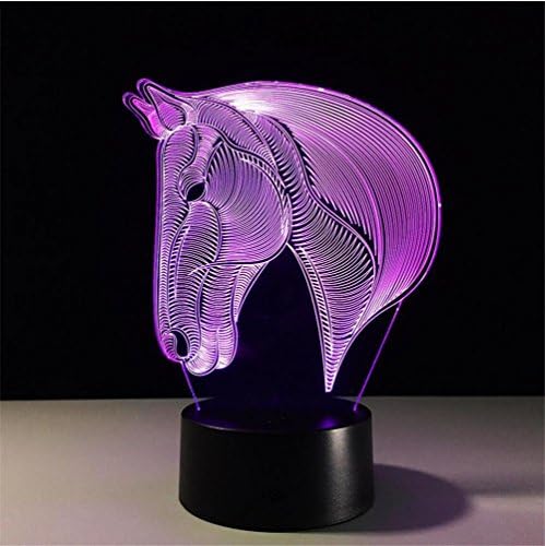 Meteor Garden 3D Small Night Light Personality Horse Head Small Lamp 3D Lights Colorful Remote Control Small Night Light , B