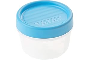 Tatay Tupper Hermético 0,2L Twist | Tapa de Rosca | Recipientes Herméticos Para Alimentos | Apto Microondas, Lavavajillas, Nevera, Congelador | Plástico Libre de BPA | 8,5x8,5x6 cm, Azul