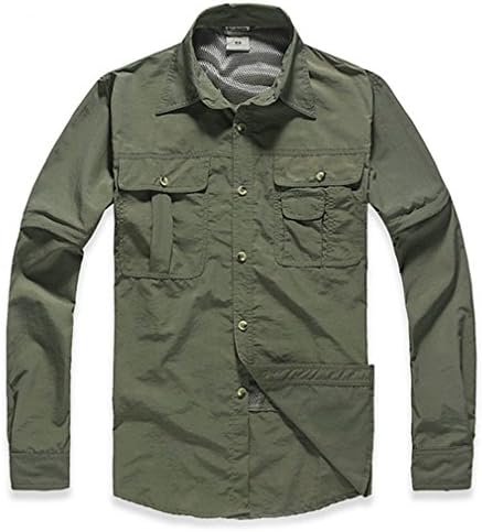 Quick-drying shirt, ADiPROD Men's T-shirt Coat Outdoor Speed Shirts Drying Quick Shirt Removable Sleeves (Army Green, 3X-Large)