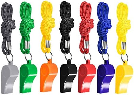 7 Pcs Colorful Whistles for Referee Coaches Training Sports With Lanyard