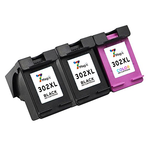 7Magic Remanufactured Druckerpatronen Ersatz für HP 302 XL Multipack Tintenpatronen Kompatibel mit HP Deskjet 1110 2130 3630 3632 3633 3634 3636 3638, HP Officejet 3830 3831 3832 3834 4650 4654 4655 4658, HP Envy 4520 4522 4524 4525 4527 4528 Drucker (2 Schwarz + 1 Farbe, 3-Pack)