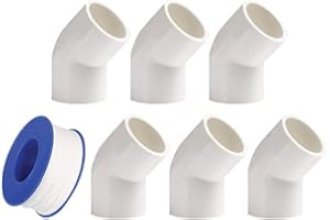 YOFASEN Set di Raccordi per Tubi 6 pezzi, 45 Gradi Raccordi a Gomito da 25mm - Raccordi per tubi idraulici in PVC + Nastro per tubi
