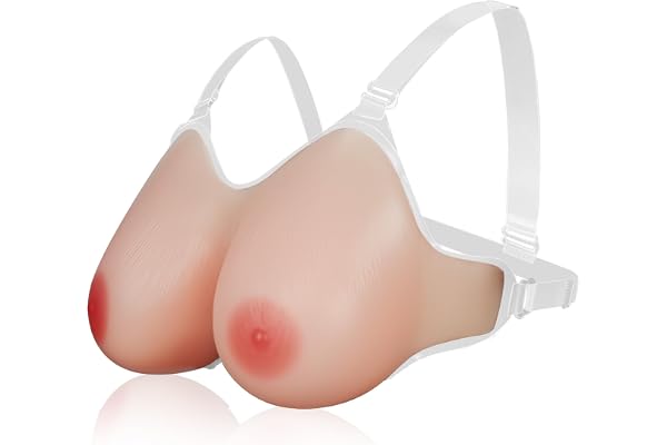 Vollence D Cup Faux Seins Poitrine en Silicone avec Sangles Réglables pour Prothèses de Mastectomie Soutien-Gorge Pads